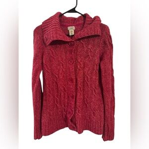 Cozy L.L. Bean Women's Pink Cable Knit Cardigan